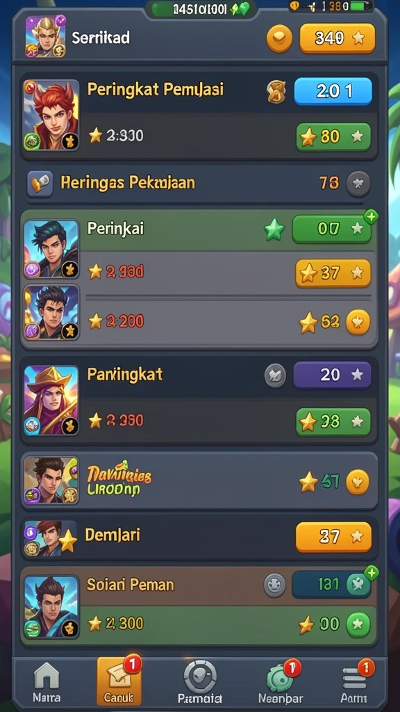 Menampilkan aksi seru para karakter dalam permainan.